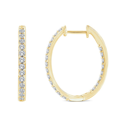 1.00ct Lab Grown Diamond Hoop Earrings in 9K Yellow Gold