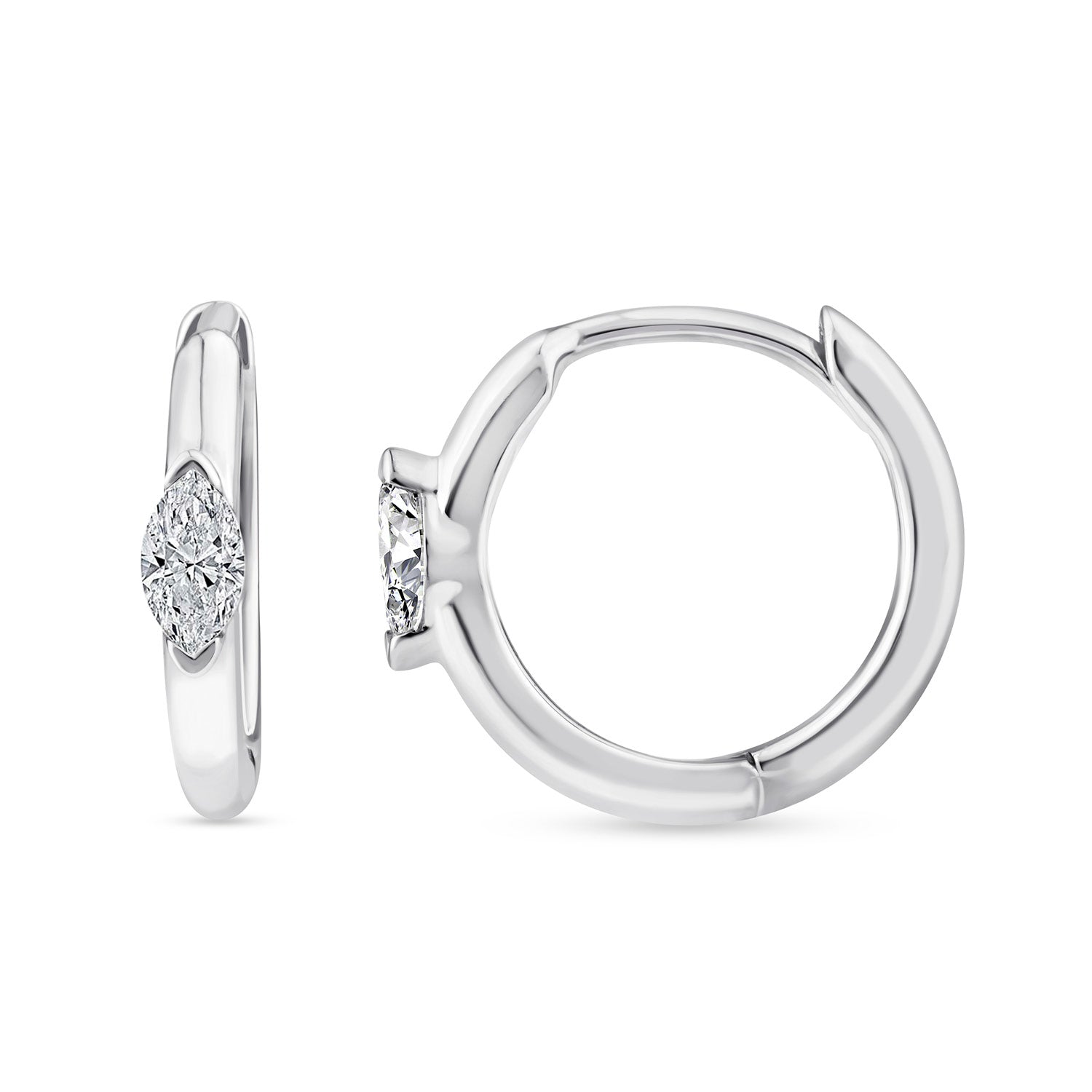 0.12ct Lab Grown Diamond Huggie Earrings in 9K White Gold