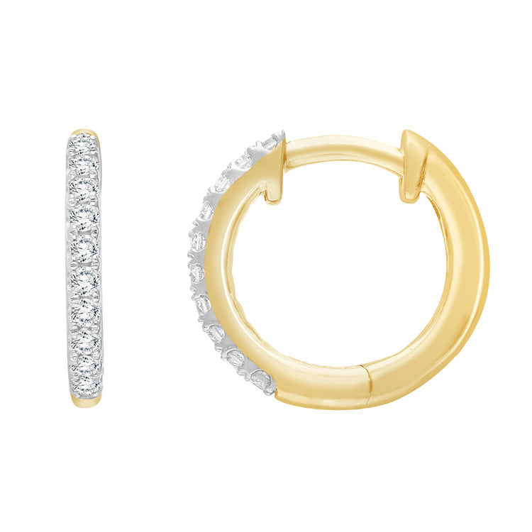 0.25ct Lab Grown Diamond Hoop Earrings in 9K Yellow Gold