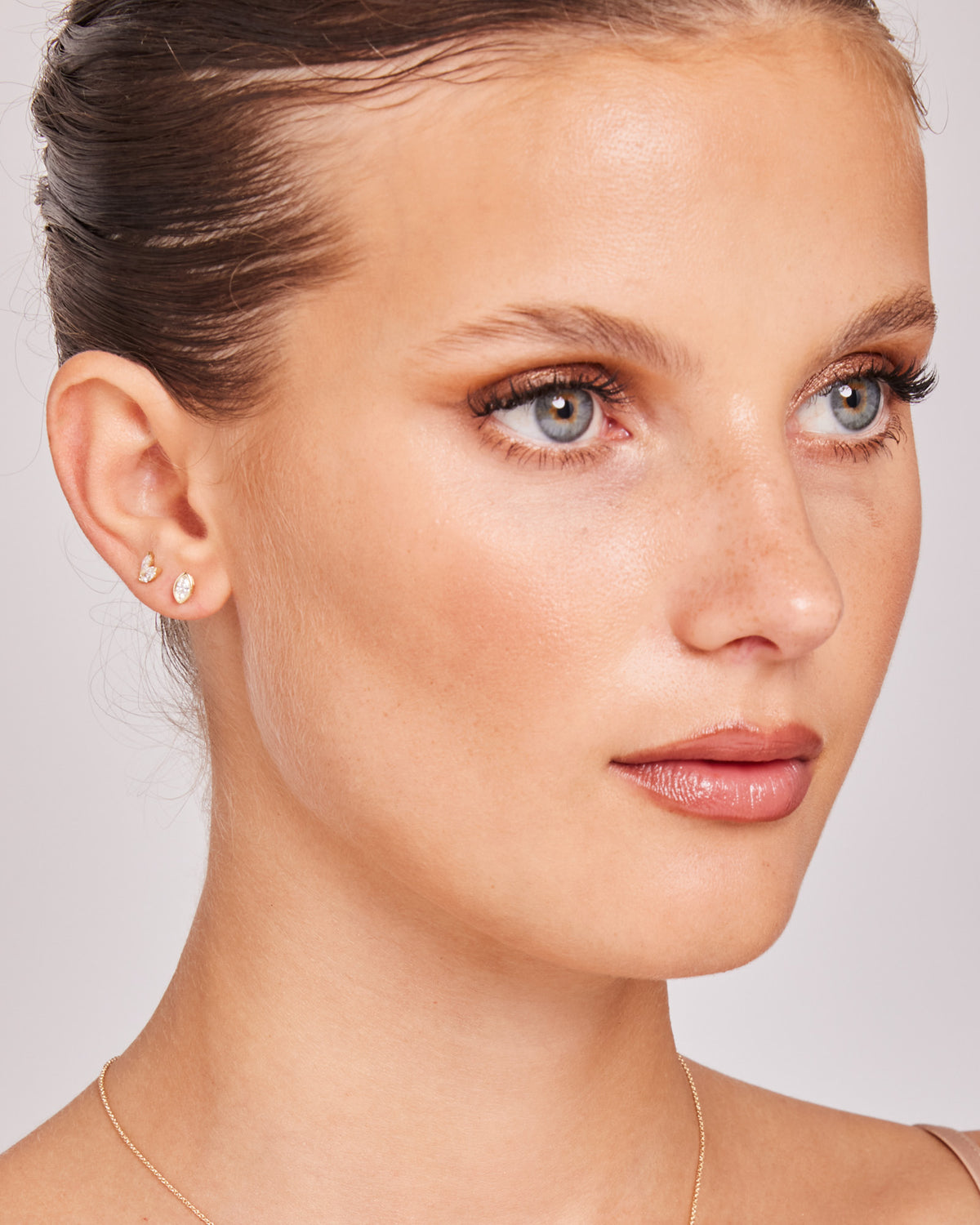 Model wearing 0.15ct Lab Grown Diamond Necklace in 9K Yellow Gold