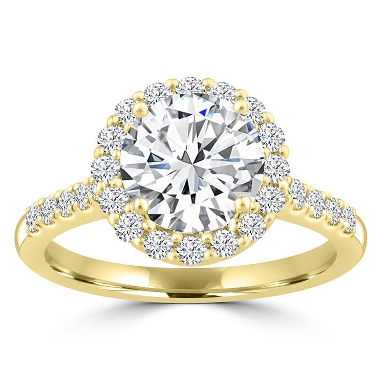 2.00ct Lab Grown Diamond Halo Ring in 18K Yellow Gold