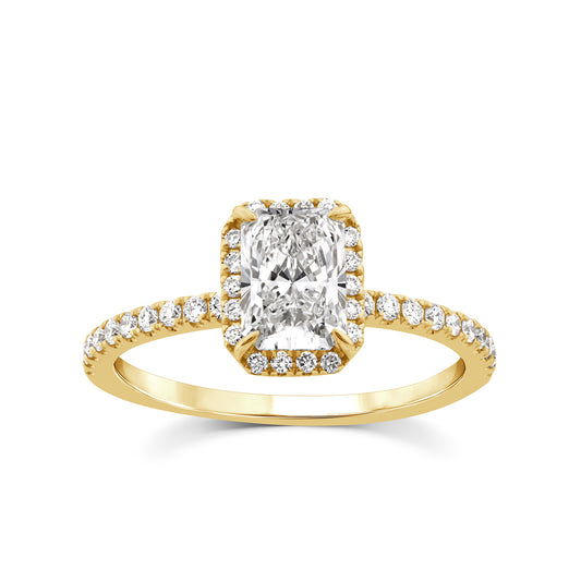 1.25ct Lab Grown Diamond Halo Ring in 9K Yellow Gold