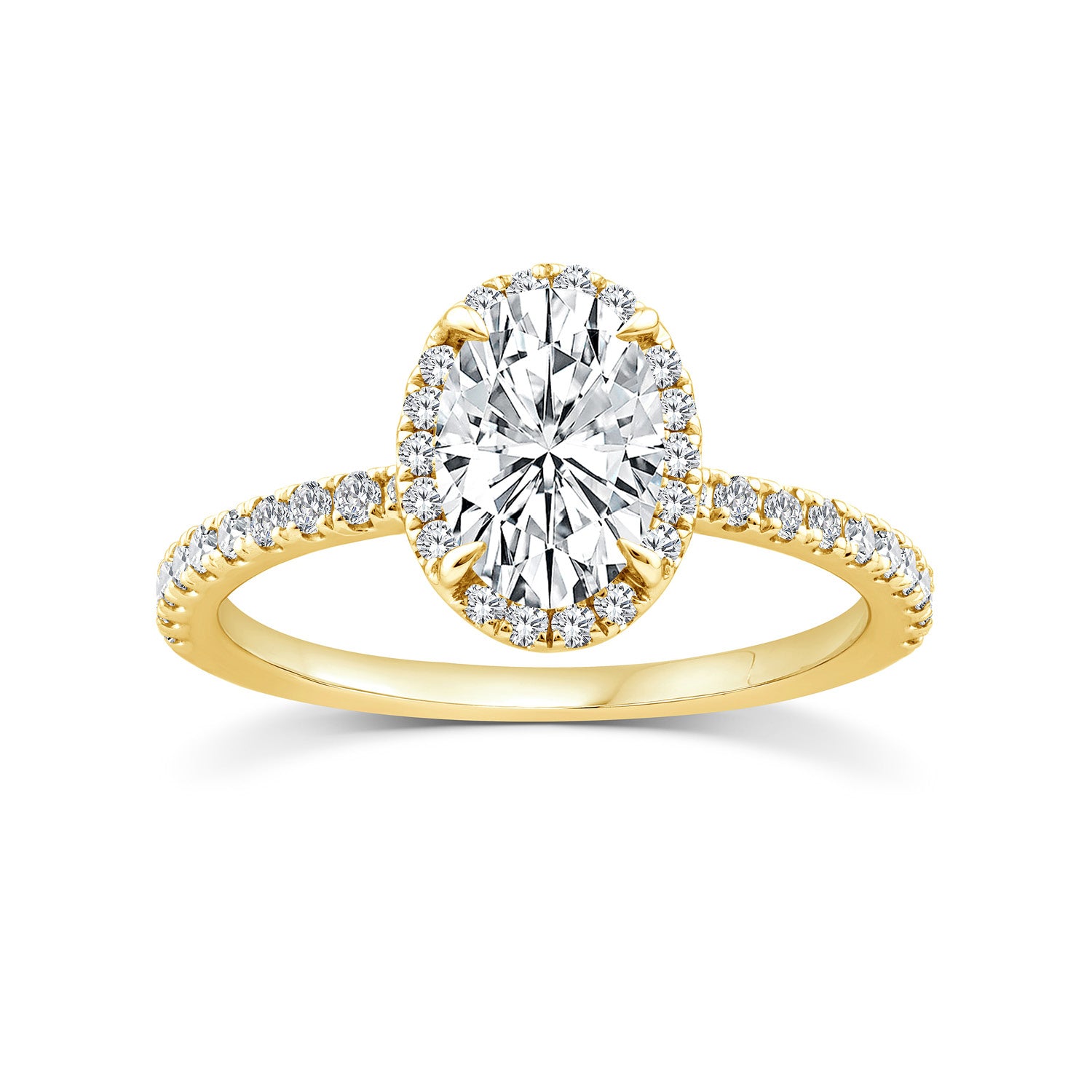 1.25ct Lab Grown Diamond Halo Ring in 9K Yellow Gold
