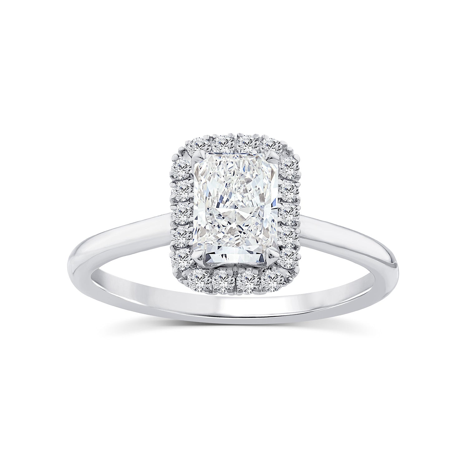 1.15ct Lab Grown Diamond Halo Ring in 9K White Gold