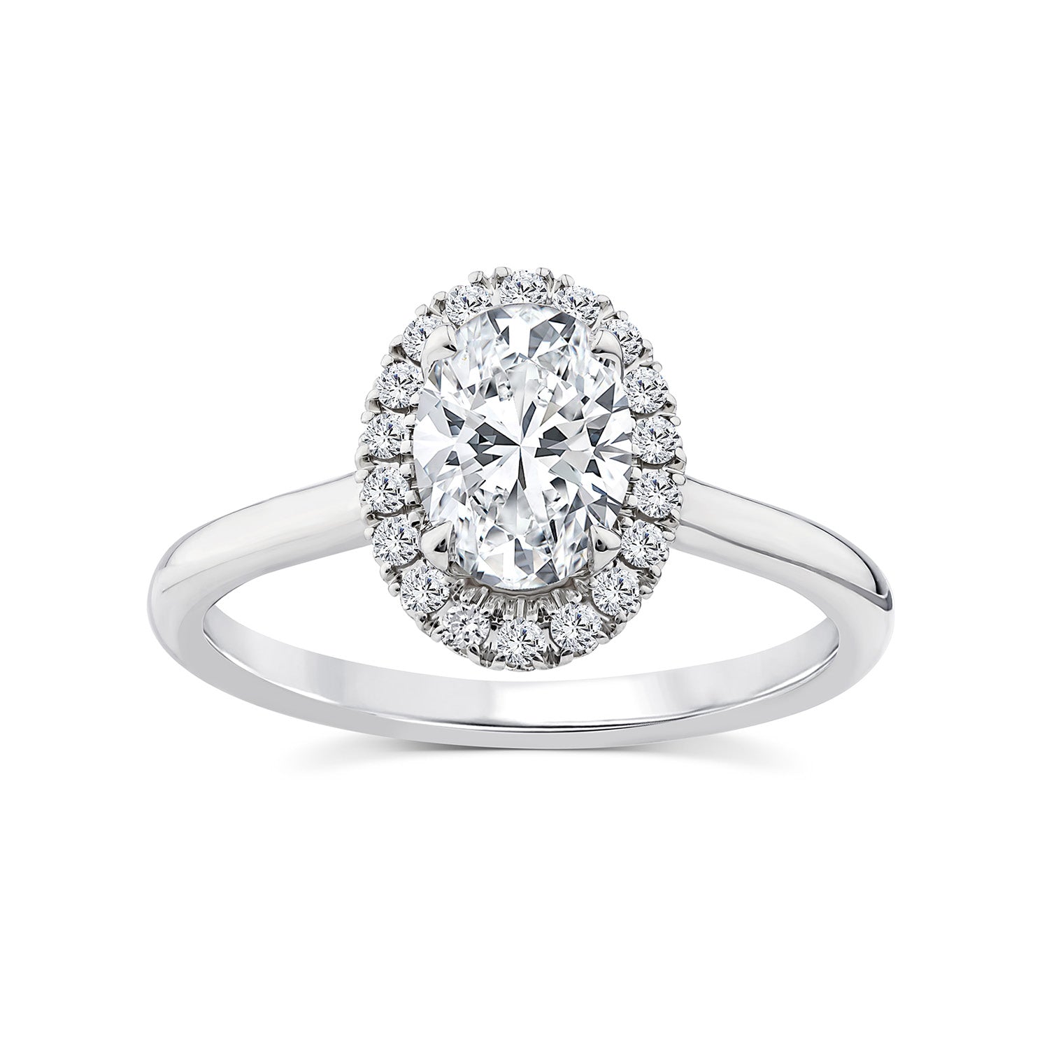 1.15ct Lab Grown Diamond Halo Ring in 9K White Gold