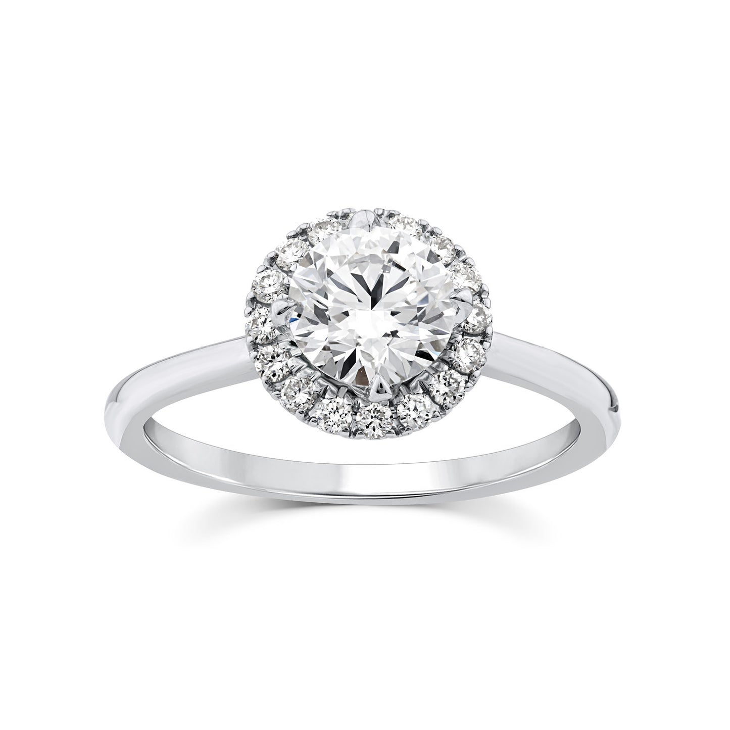 1.15ct Lab Grown Diamond Halo Ring in 9K White Gold