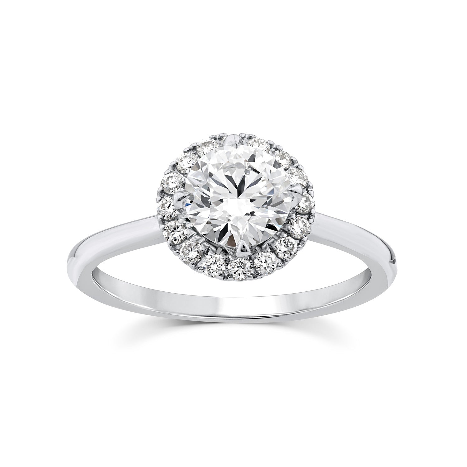 1.15ct Lab Grown Diamond Halo Ring in 9K White Gold