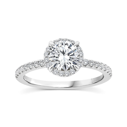 1.25ct Lab Grown Diamond Halo Ring in 9K White Gold