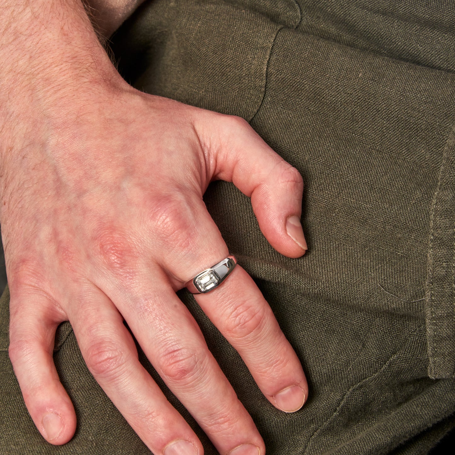 Model wearing 1.00ct Lab Grown Diamond Ring in 18K White Gold