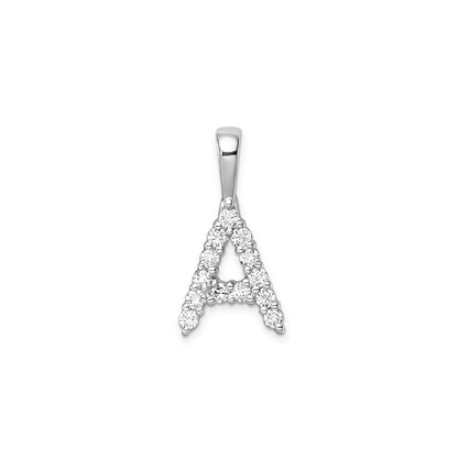 Initial Lab Grown Diamond Pendant in 9K Gold — A, 9kt WG