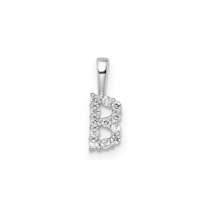Initial Lab Grown Diamond Pendant in 9K Gold — B, 9kt WG