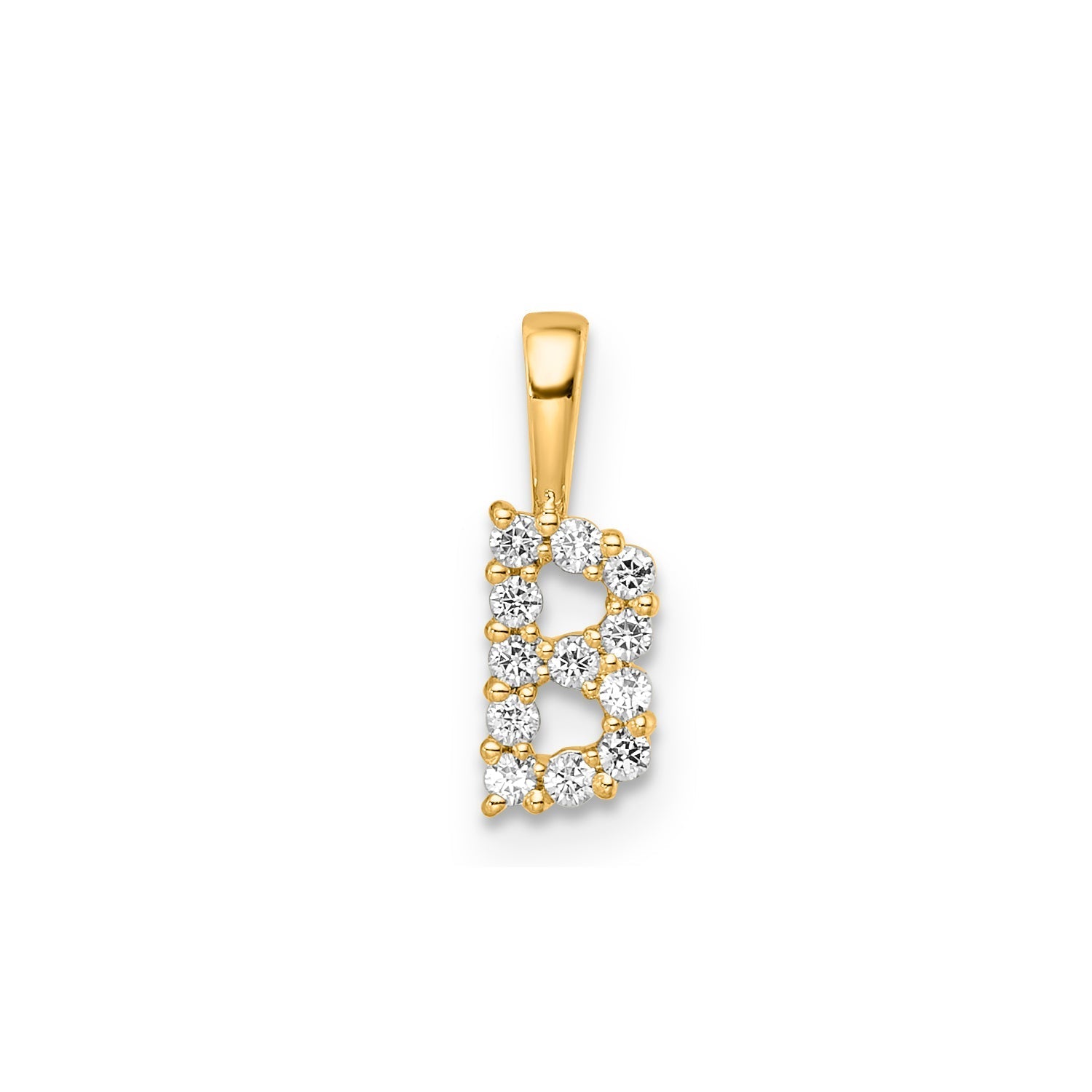 Initial Lab Grown Diamond Pendant in 9K Gold — B, 9kt YG