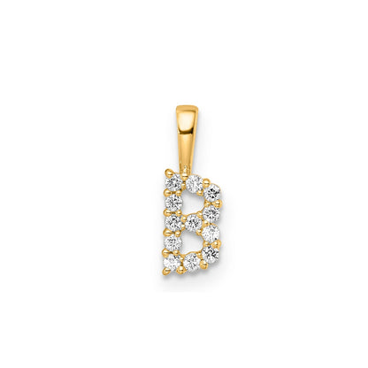 Initial Lab Grown Diamond Pendant in 9K Gold — B, 9kt YG