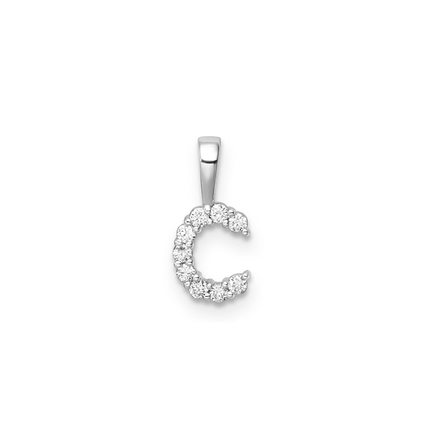 Initial Lab Grown Diamond Pendant in 9K Gold — C, 9kt WG
