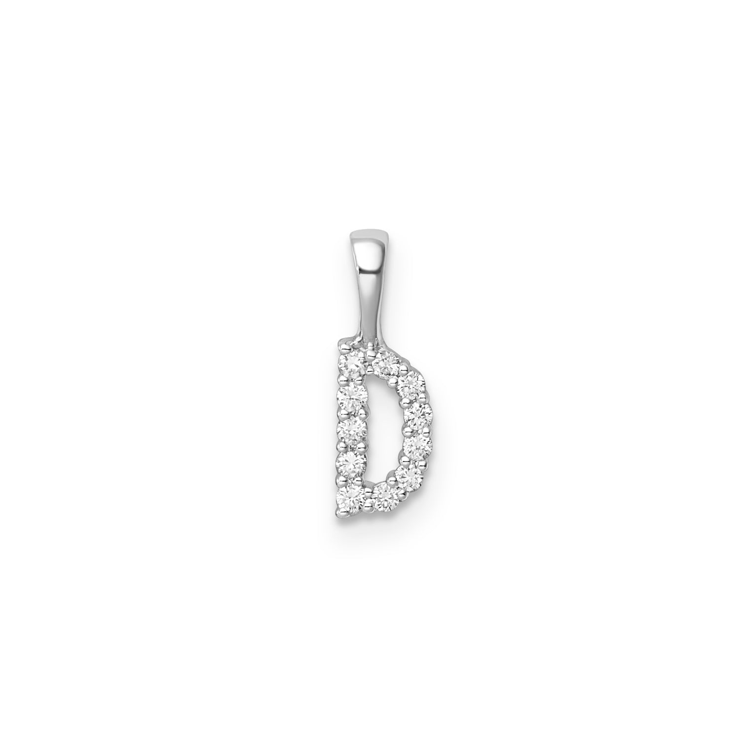 Initial Lab Grown Diamond Pendant in 9K Gold — D, 9kt WG