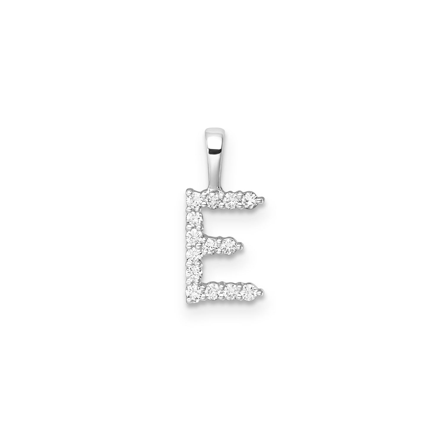 Initial Lab Grown Diamond Pendant in 9K Gold — E, 9kt WG