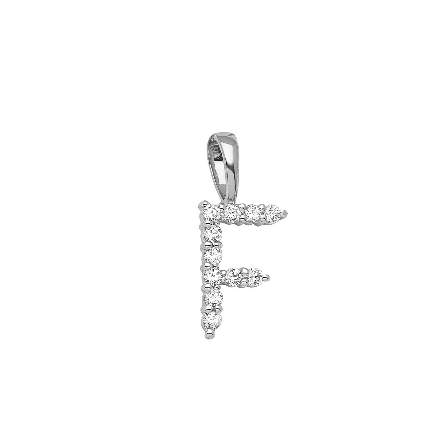 Initial Lab Grown Diamond Pendant in 9K Gold — F, 9kt WG