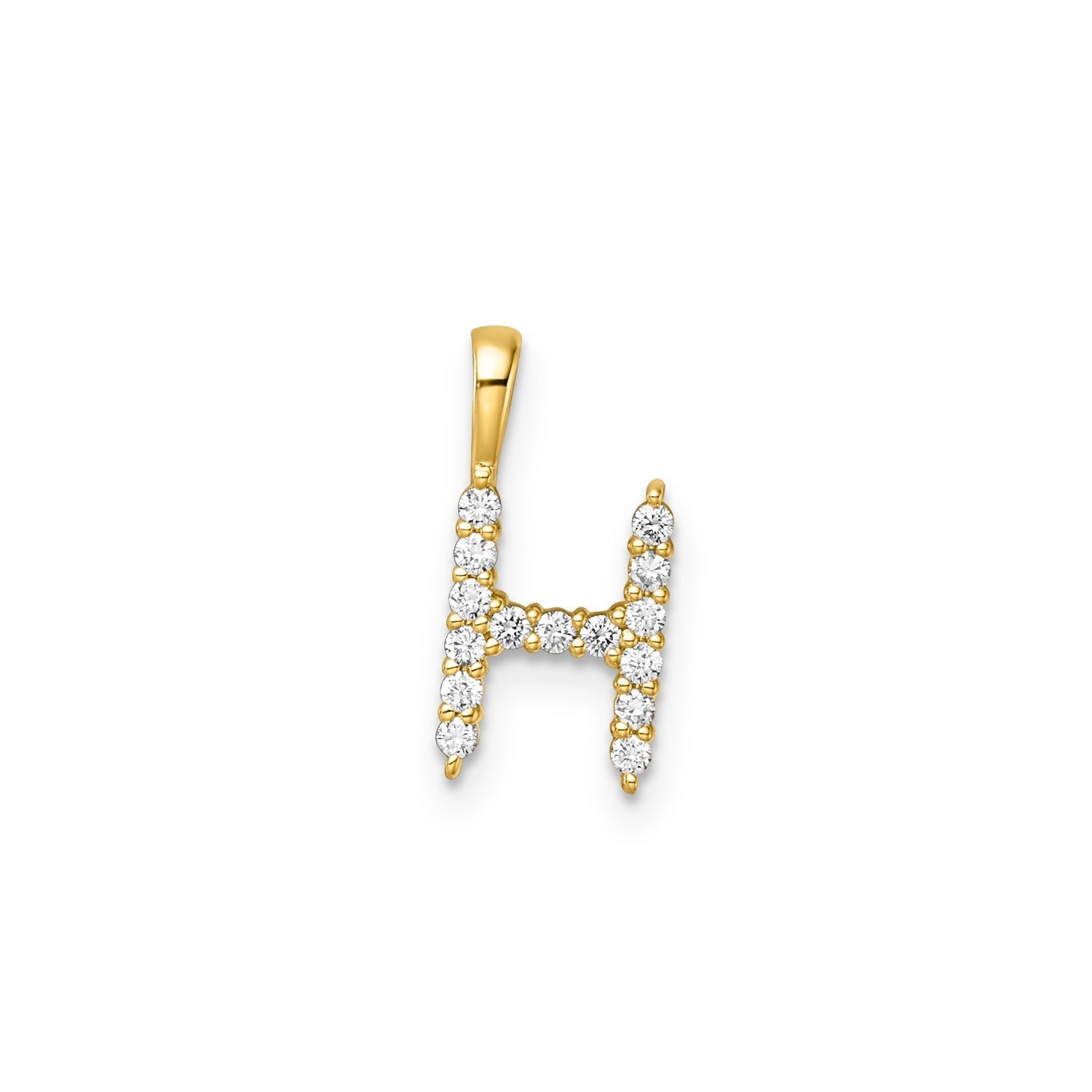 Initial Lab Grown Diamond Pendant in 9K Gold — H, 9kt YG