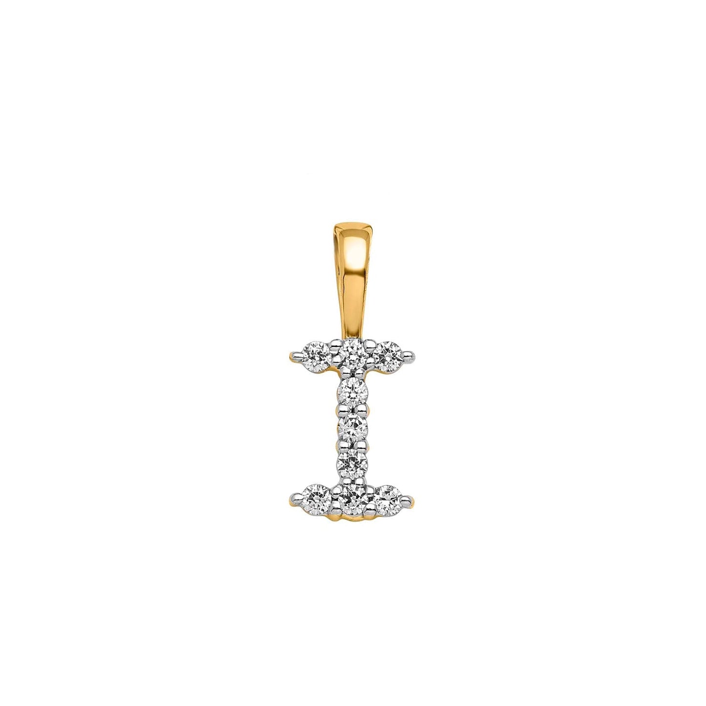 Initial Lab Grown Diamond Pendant in 9K Gold — I, 9kt YG