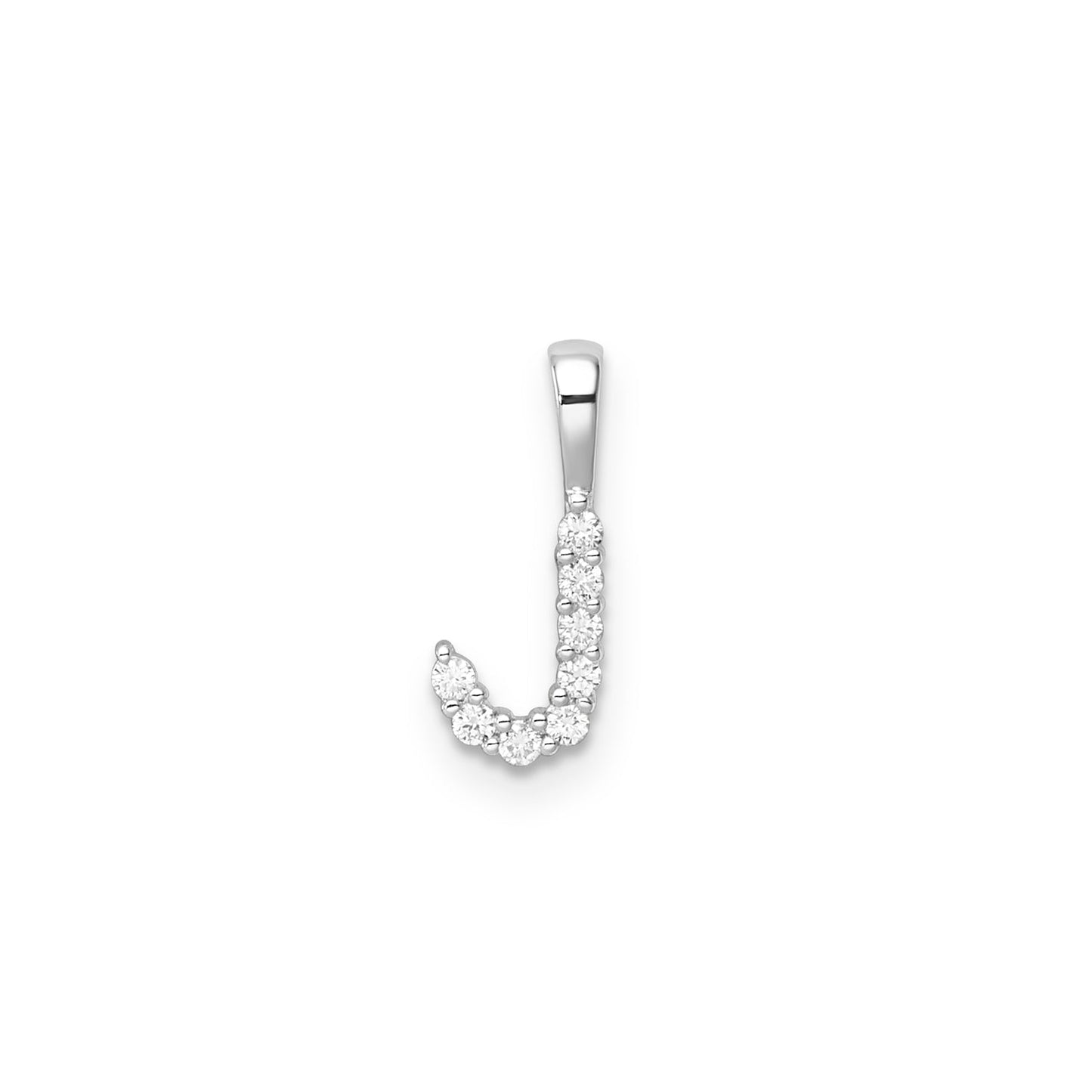 Initial Lab Grown Diamond Pendant in 9K Gold — J, 9kt WG