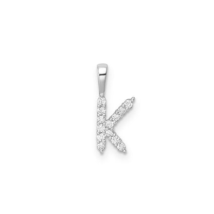 Initial Lab Grown Diamond Pendant in 9K Gold — K, 9kt WG