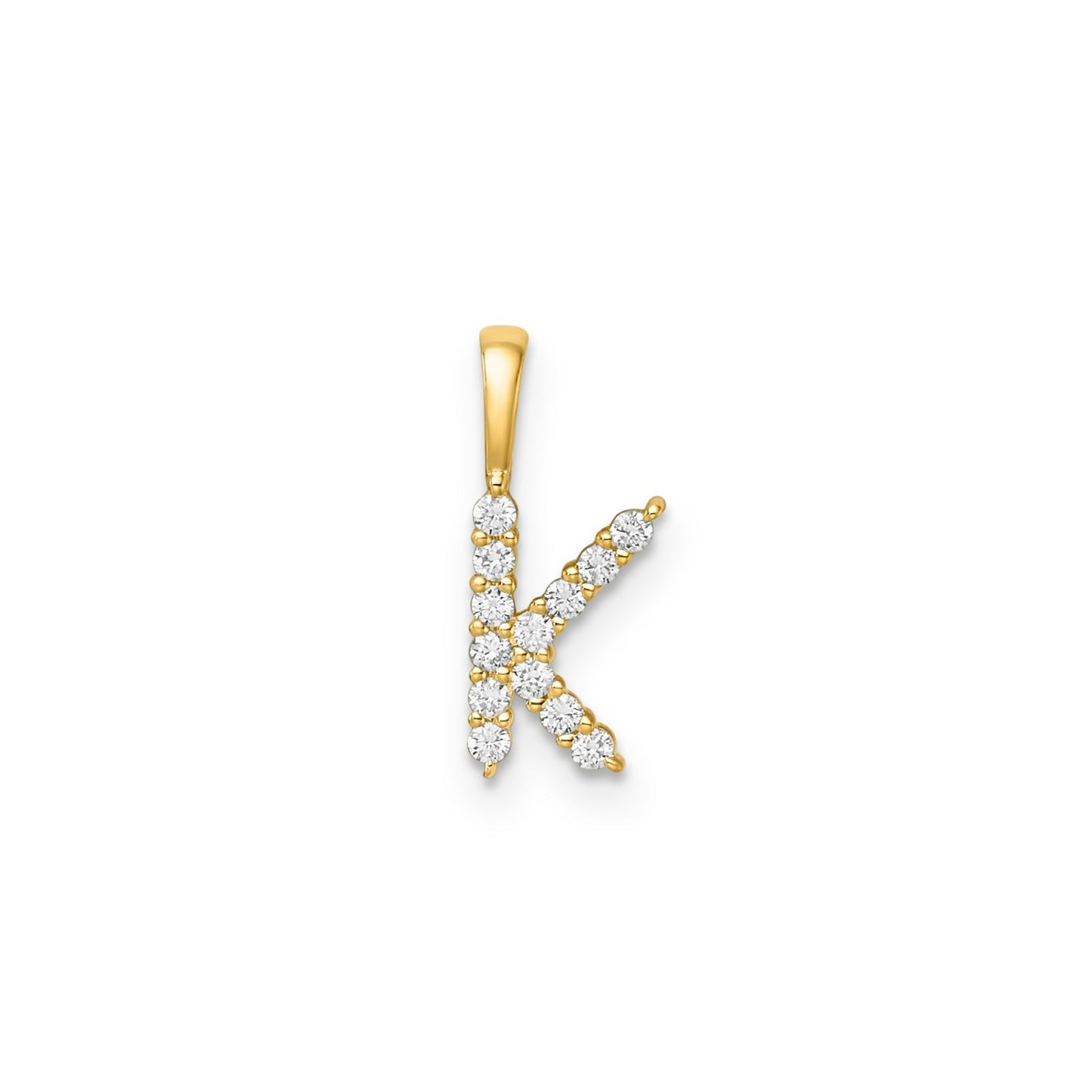 Initial Lab Grown Diamond Pendant in 9K Gold — K, 9kt YG