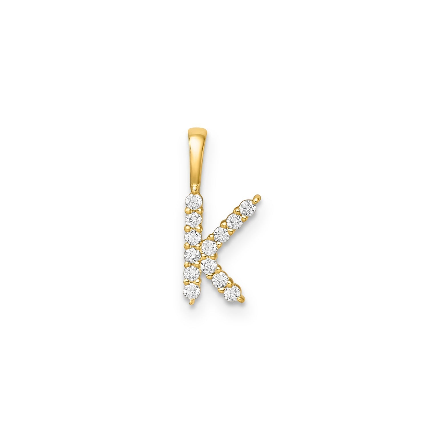 Initial Lab Grown Diamond Pendant in 9K Gold — K, 9kt YG