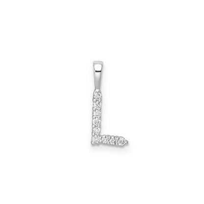 Initial Lab Grown Diamond Pendant in 9K Gold — L, 9kt WG