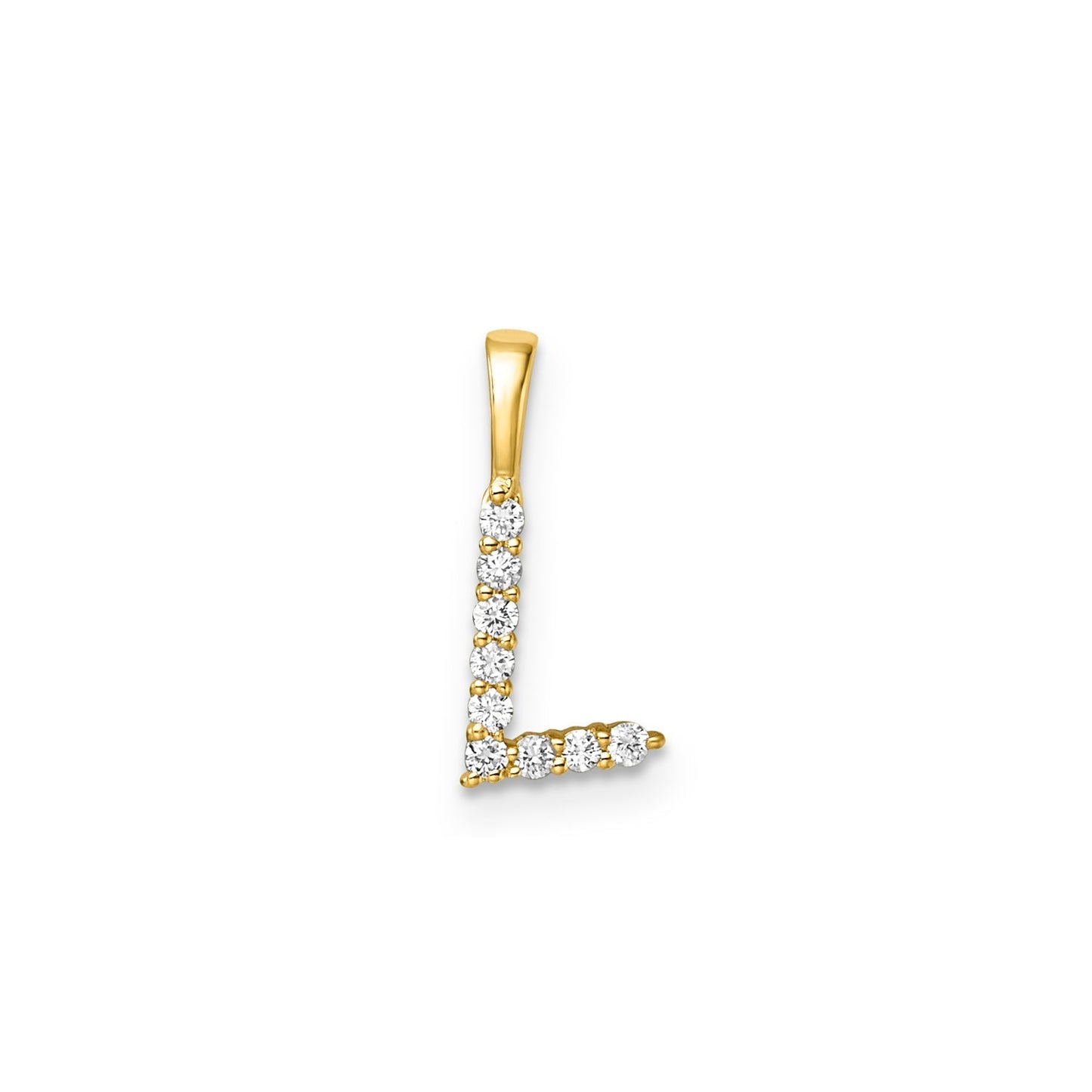 Initial Lab Grown Diamond Pendant in 9K Gold — L, 9kt YG