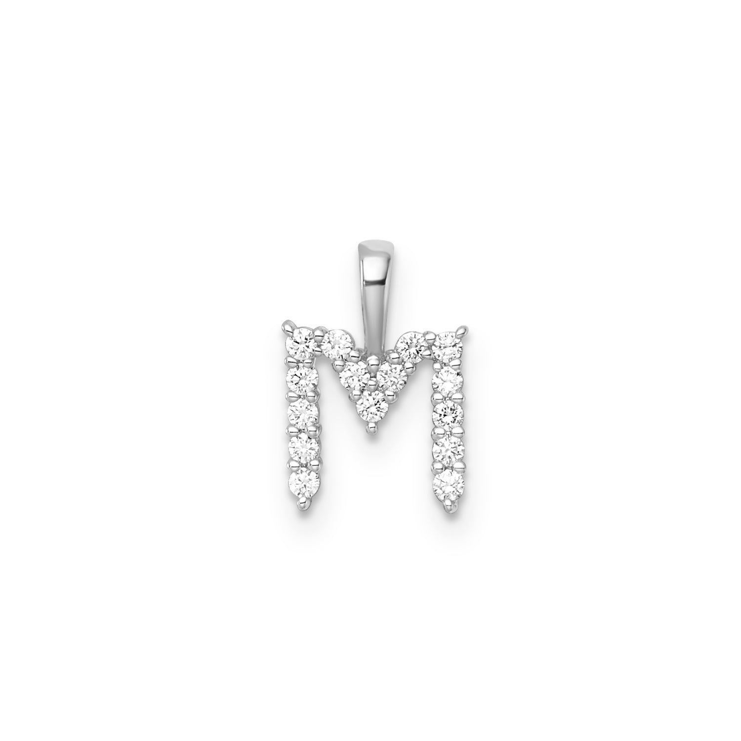 Initial Lab Grown Diamond Pendant in 9K Gold — M, 9kt WG