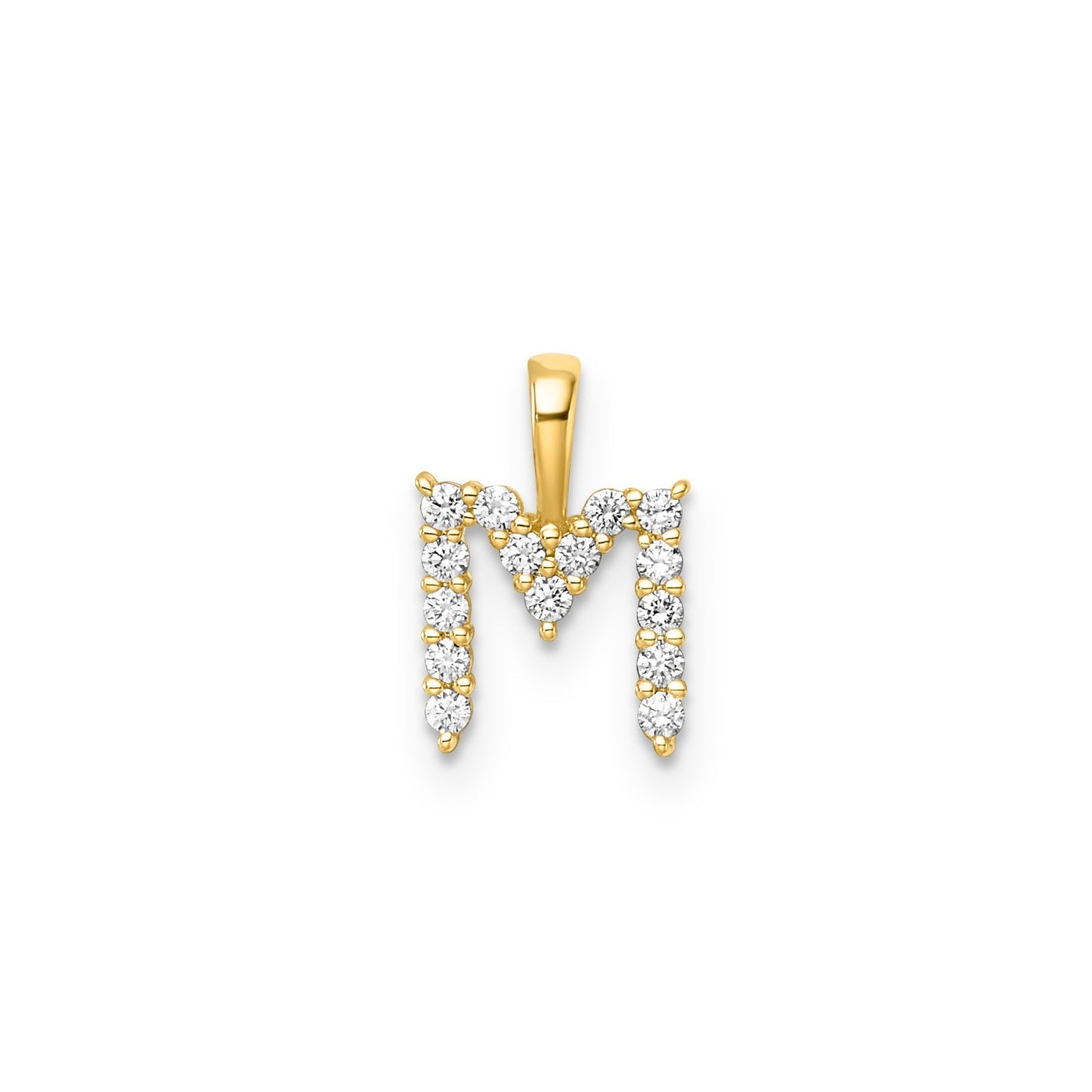 Initial Lab Grown Diamond Pendant in 9K Gold — M, 9kt YG