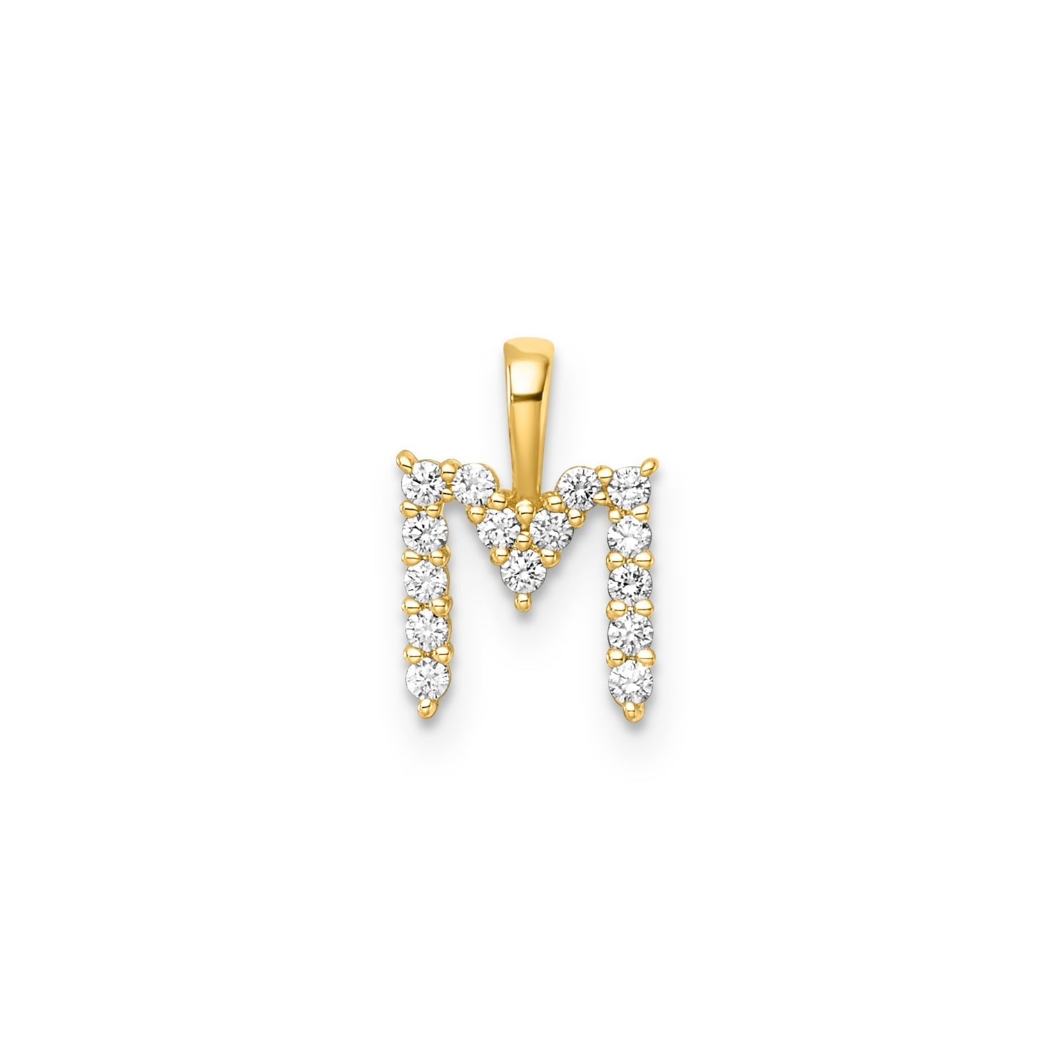 Initial Lab Grown Diamond Pendant in 9K Gold — M, 9kt YG