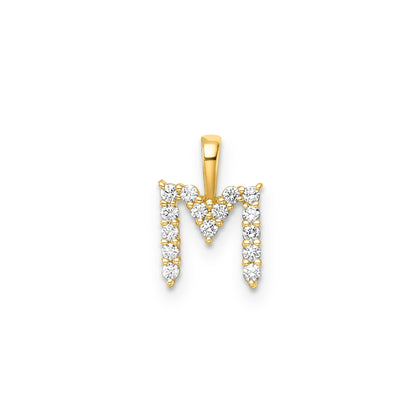 Initial Lab Grown Diamond Pendant in 9K Gold — M, 9kt YG