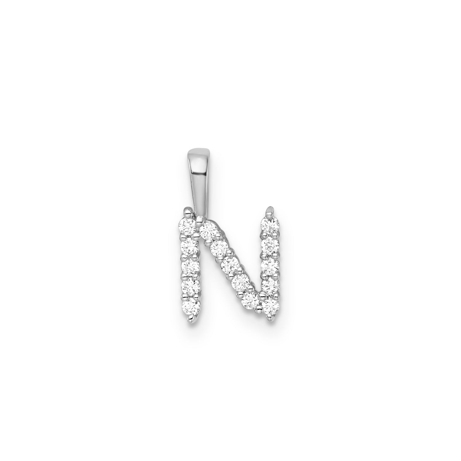 Initial Lab Grown Diamond Pendant in 9K Gold — N, 9kt WG