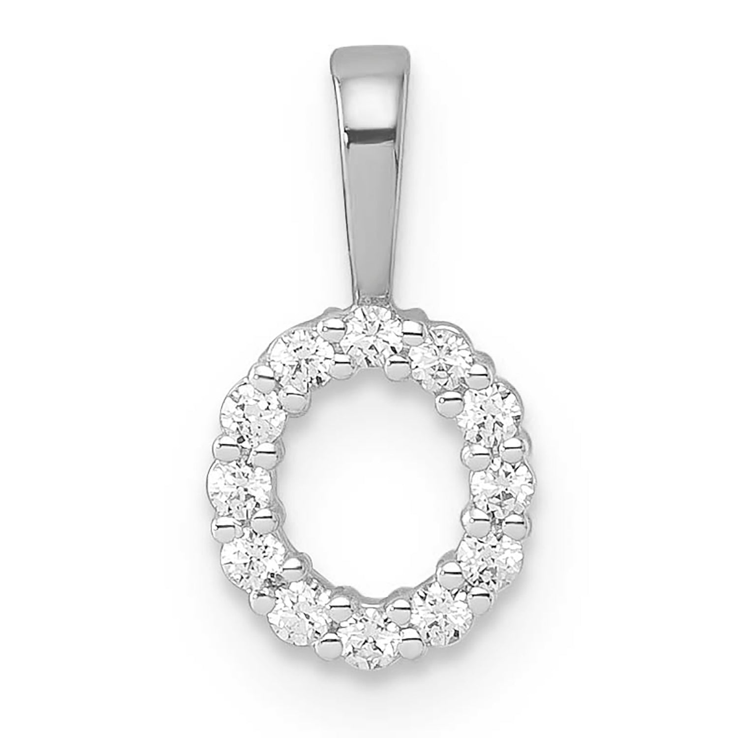 Initial Lab Grown Diamond Pendant in 9K Gold — O, 9kt WG