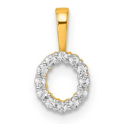 Initial Lab Grown Diamond Pendant in 9K Gold — O, 9kt YG