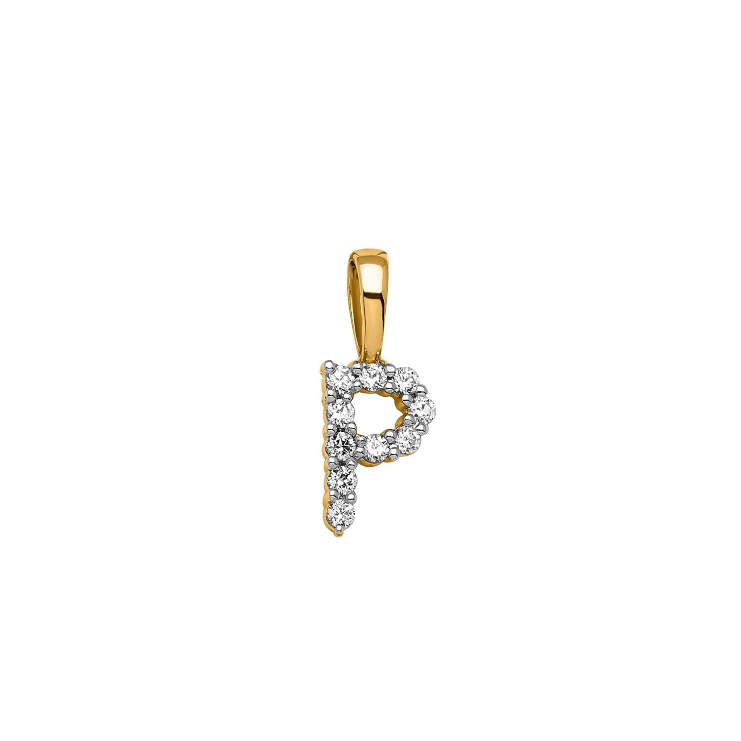 Initial Lab Grown Diamond Pendant in 9K Gold — P, 9kt YG