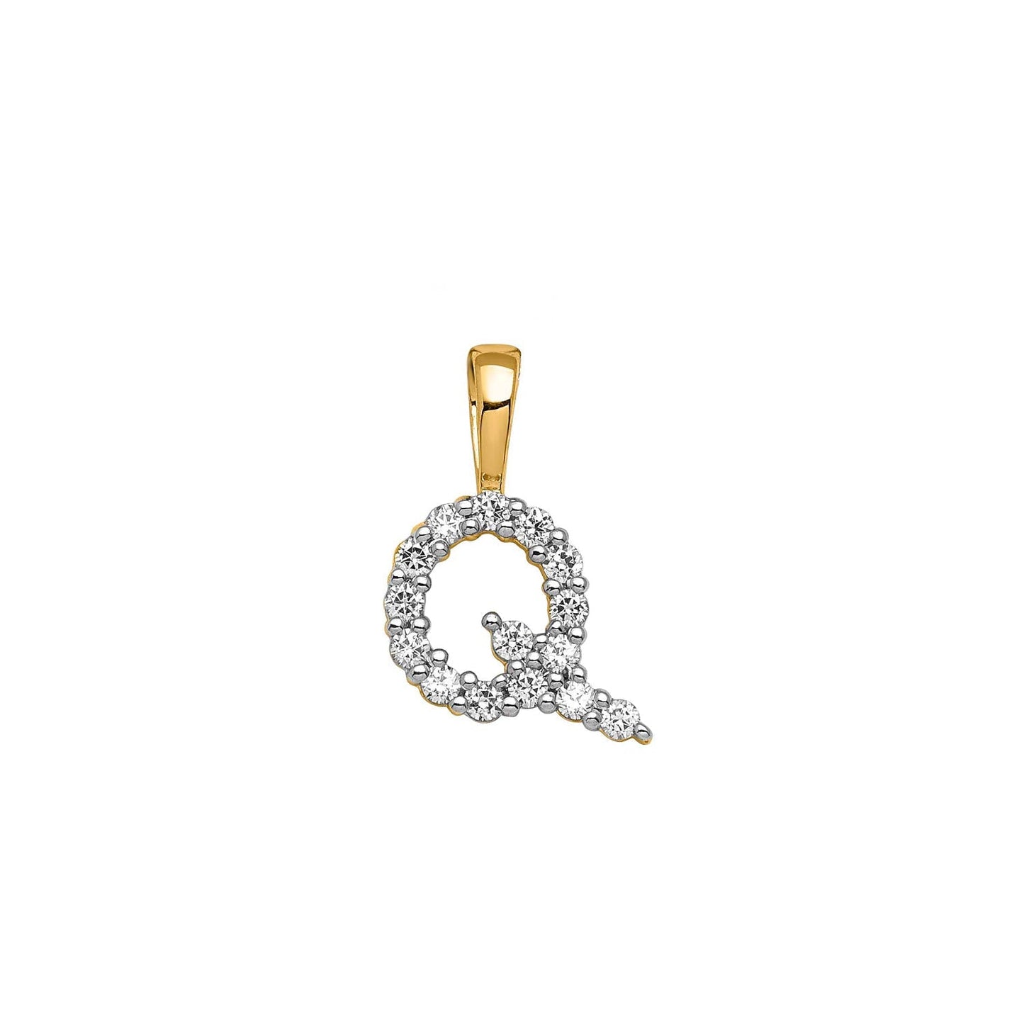 Initial Lab Grown Diamond Pendant in 9K Gold — Q, 9kt YG