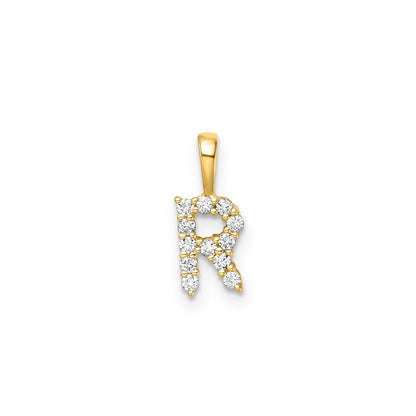Initial Lab Grown Diamond Pendant in 9K Gold — R, 9kt YG