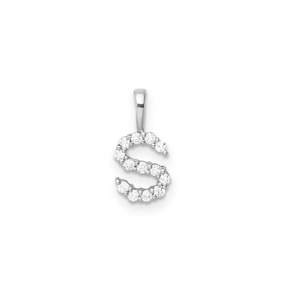 Initial Lab Grown Diamond Pendant in 9K Gold — S, 9kt WG