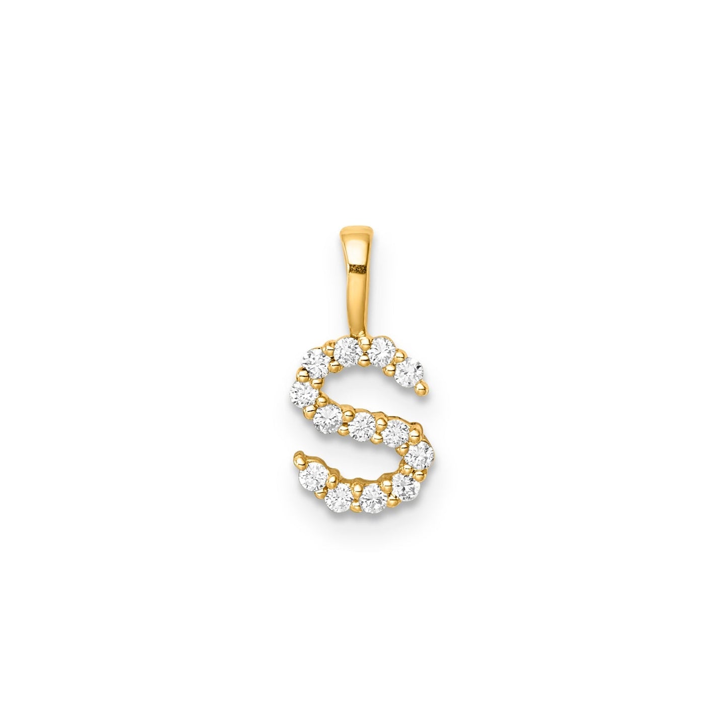 Initial Lab Grown Diamond Pendant in 9K Gold — S, 9kt YG
