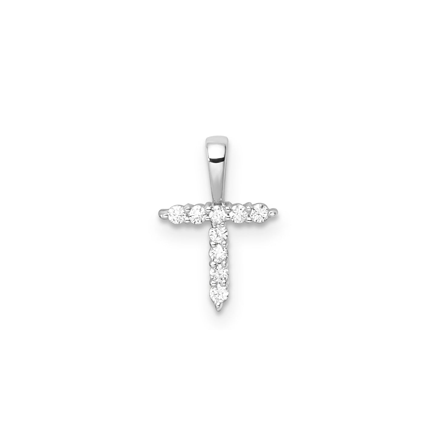 Initial Lab Grown Diamond Pendant in 9K Gold — T, 9kt WG