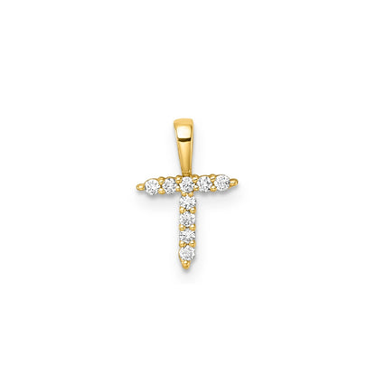 Initial Lab Grown Diamond Pendant in 9K Gold — T, 9kt YG