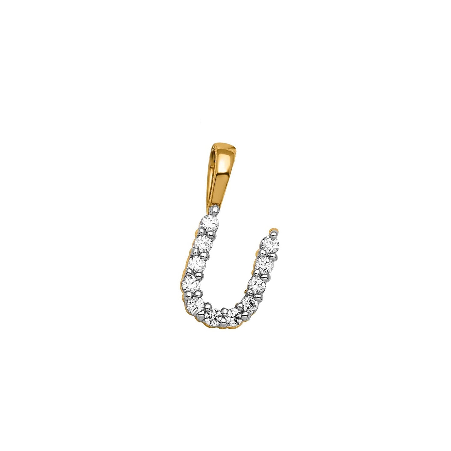 Initial Lab Grown Diamond Pendant in 9K Gold — U, 9kt YG