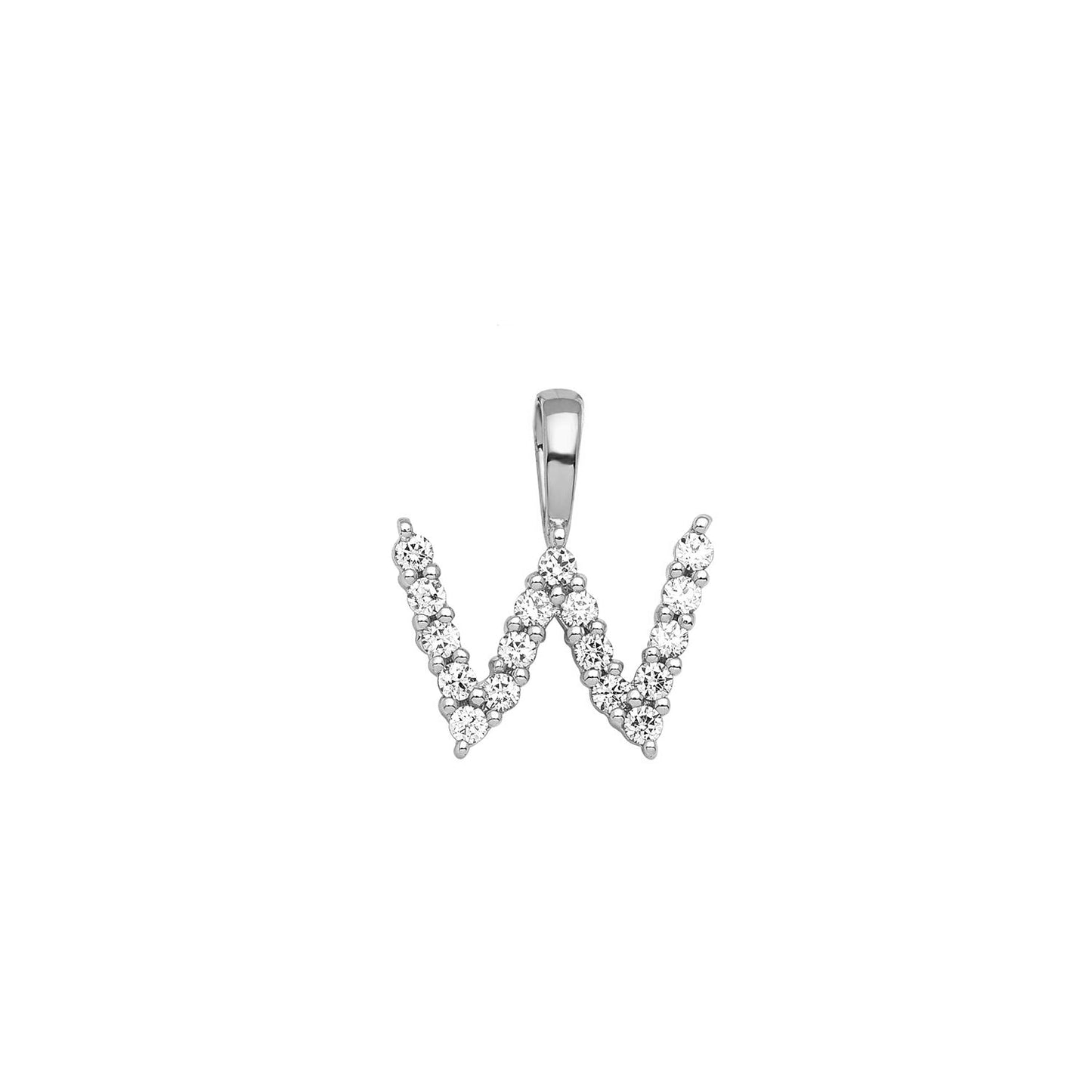 Initial Lab Grown Diamond Pendant in 9K Gold — W, 9kt WG