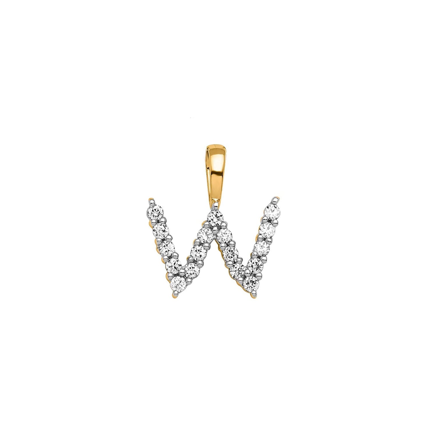 Initial Lab Grown Diamond Pendant in 9K Gold — W, 9kt YG