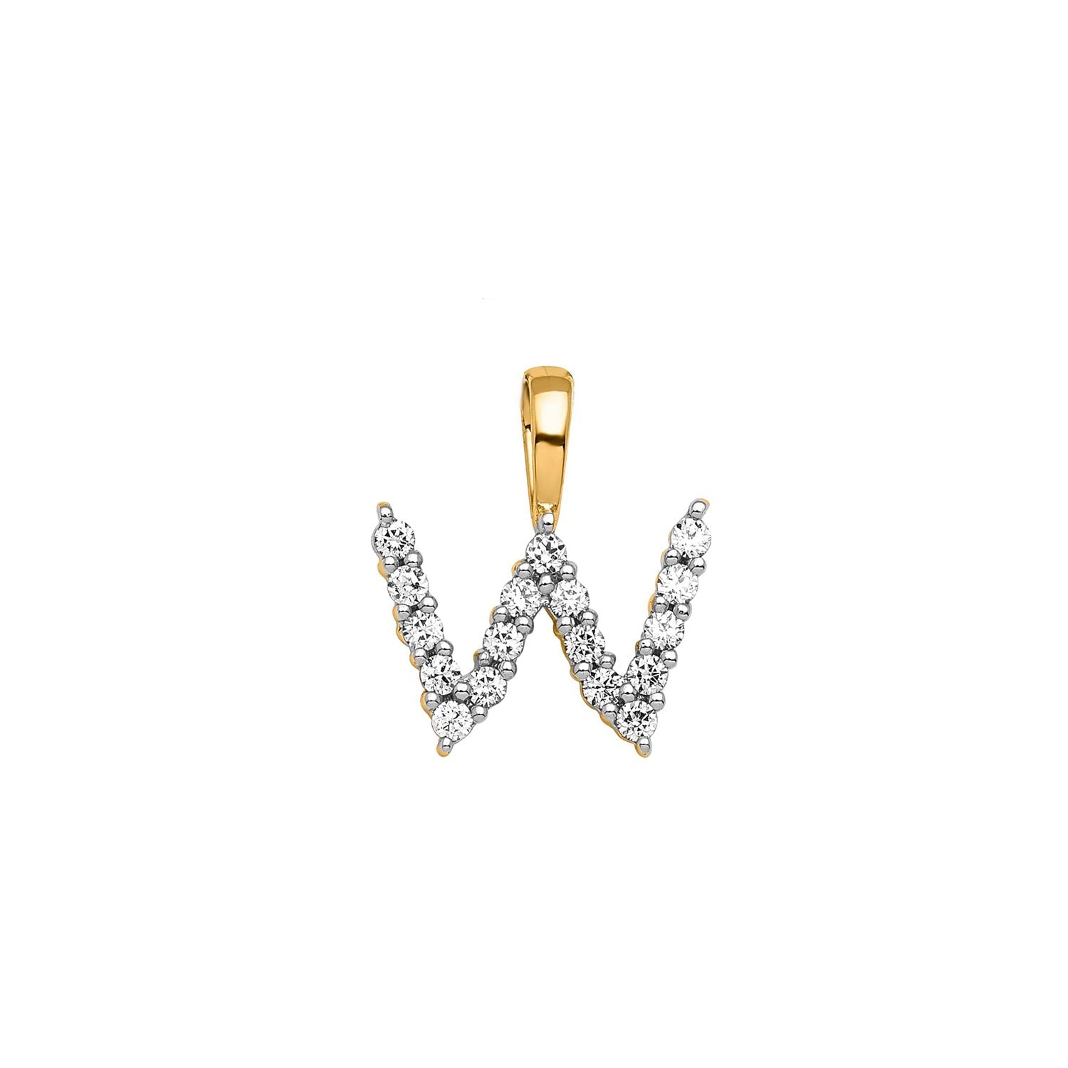 Initial Lab Grown Diamond Pendant in 9K Gold — W, 9kt YG