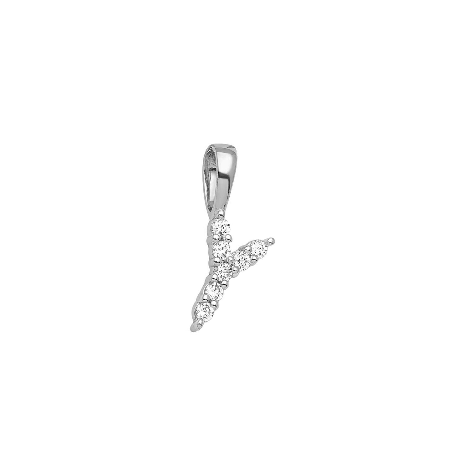 Initial Lab Grown Diamond Pendant in 9K Gold — Y, 9kt WG