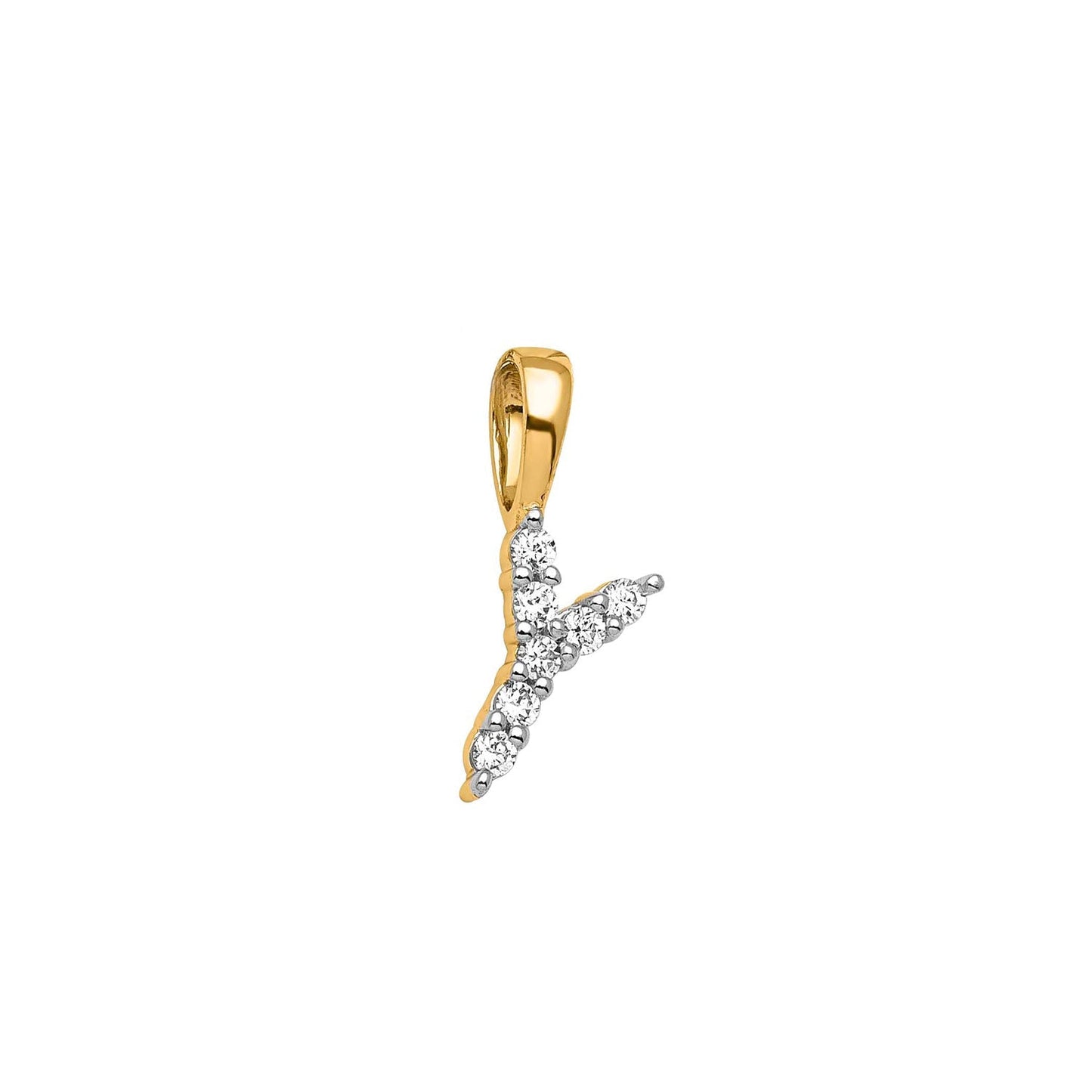 Initial Lab Grown Diamond Pendant in 9K Gold — Y, 9kt YG