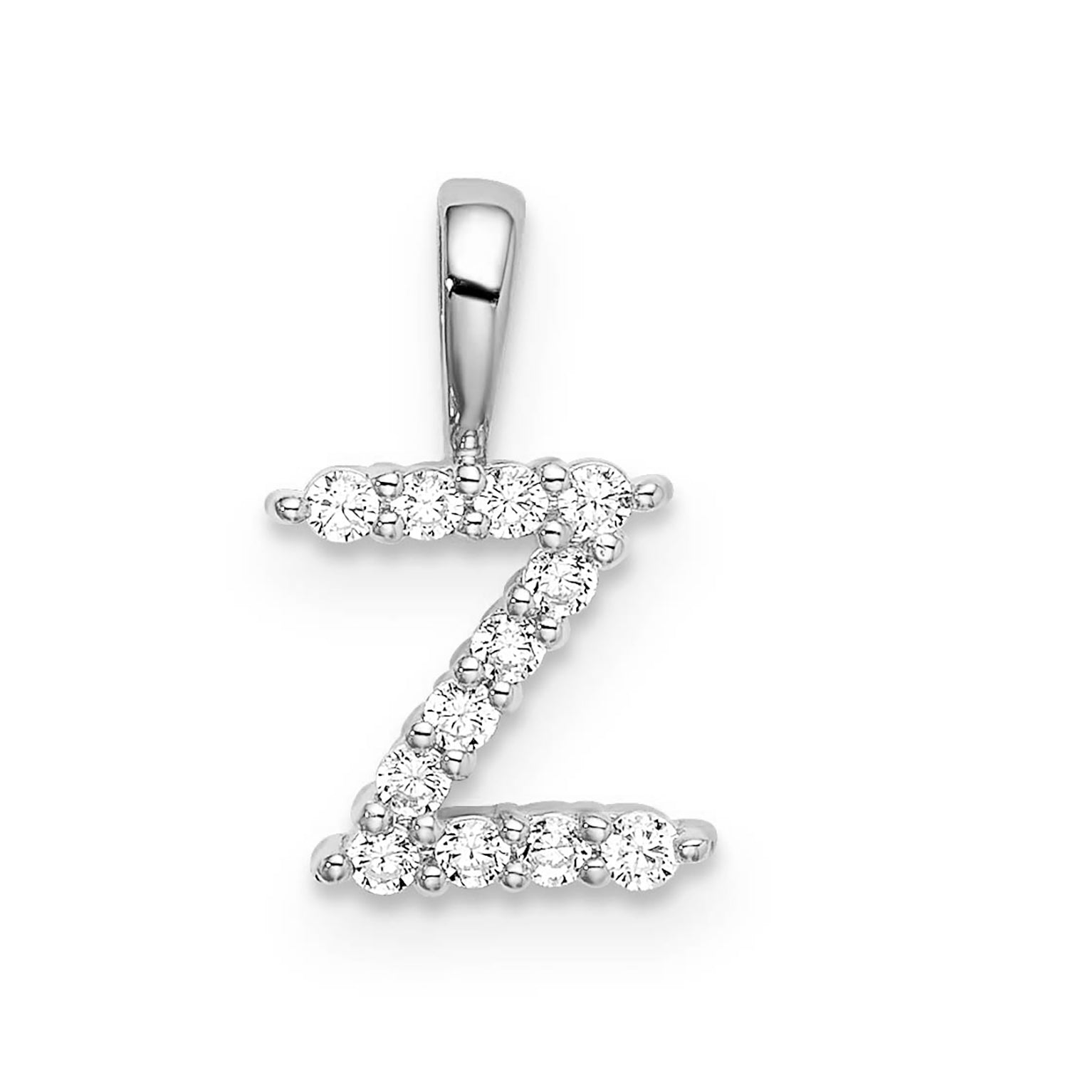 Initial Lab Grown Diamond Pendant in 9K Gold — Z, 9kt WG
